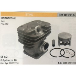 CILINDRO COMPLETO DI PISTONE E SEGMENTI BRUMAR STIHL MOTOSEGHE 024 MS 240    Ø 42 D Spinotto 10 Pist Cpl BM 011731