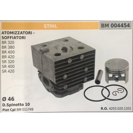 CILINDRO COMPLETO DI PISTONE E SEGMENTI BRUMAR STIHL ATOMIZZATORI  SOFFIATORI BR 320 BR 380 BR 400 BR 420 SR 320 SR 400 SR 420
