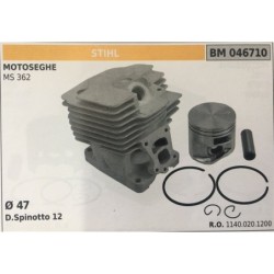 CILINDRO COMPLETO DI PISTONE E SEGMENTI BRUMAR STIHL MOTOSEGHE MS 362    Ø 47 D Spinotto 12
