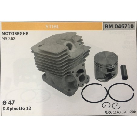 CILINDRO COMPLETO DI PISTONE E SEGMENTI BRUMAR STIHL MOTOSEGHE MS 362    Ø 47 D Spinotto 12