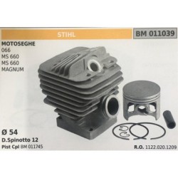 CILINDRO COMPLETO DI PISTONE E SEGMENTI BRUMAR STIHL MOTOSEGHE 066 MS 660 MS 660 MAGMUM    Ø 54 D Spinotto 12 Pist Cpl BM 01174