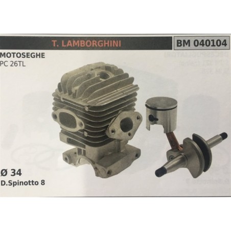 CILINDRO COMPLETO DI PISTONE E SEGMENTI BRUMAR TLAMBORGHINI MOTOSEGHE PC 26TL    Ø 34 D Spinotto 8