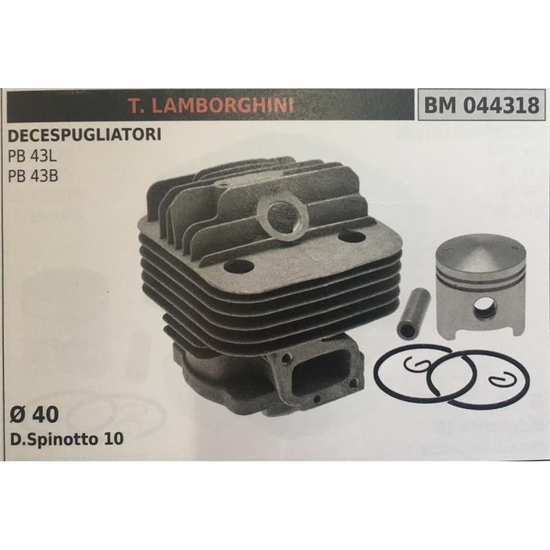 CILINDRO COMPLETO DI PISTONE E SEGMENTI BRUMAR TLAMBORGHINI DECESPUGLIATORI PB 43L PB 43B    Ø 40 D Spinotto 10