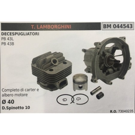 CILINDRO COMPLETO DI PISTONE E SEGMENTI BRUMAR TLAMBORGHINI DECESPUGLIATORI PB 43L PB 43B    completo di carter e albero motore