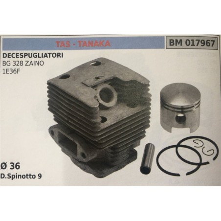 CILINDRO COMPLETO DI PISTONE E SEGMENTI BRUMAR TAS  TANAKA DECESPUGLIATORI BG 328 ZAINO 1E36F    Ø 36 D Spinotto 9