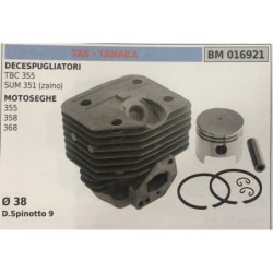 CILINDRO COMPLETO DI PISTONE E SEGMENTI BRUMAR TAS  TANAKA DECESPUGLIATORI TBC 355 SUM 351 (zaino) MOTOSEGHE 355 358 368    Ø 3