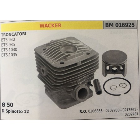 CILINDRO COMPLETO DI PISTONE E SEGMENTI BRUMAR WACKER TRONCATORI BTS 930 BTS 935 BTS 1030 BTS 1035    Ø 50 D Spinotto 12