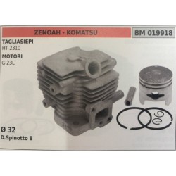 CILINDRO COMPLETO DI PISTONE E SEGMENTI BRUMAR ZENOAH  KOMATSU TAGLIASIEPI HT 2310 MOTORI G 23L    Ø 32 D Spinotto 8