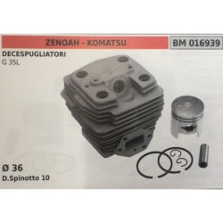 CILINDRO COMPLETO DI PISTONE E SEGMENTI BRUMAR ZENOAH  KOMATSU DECESPUGLIATORI G 35L    Ø 36 D Spinotto 10
