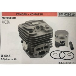 CILINDRO COMPLETO DI PISTONE E SEGMENTI BRUMAR ZENOAH  KOMATSU MOTOSEGHE GZ 400 GZ 4000    Ø 405 D Spinotto 10