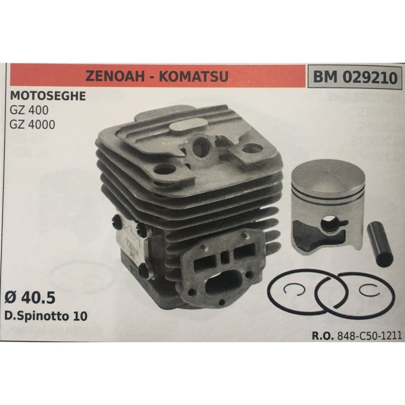 CILINDRO COMPLETO DI PISTONE E SEGMENTI BRUMAR ZENOAH  KOMATSU MOTOSEGHE GZ 400 GZ 4000    Ø 405 D Spinotto 10