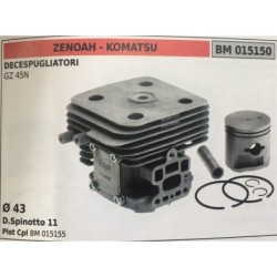 CILINDRO COMPLETO DI PISTONE E SEGMENTI BRUMAR ZENOAH  KOMATSU DECESPUGLIATORI GZ 45N    Ø 43 D Spinotto 11 Pist Cpl BM 015155