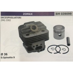 CILINDRO COMPLETO DI PISTONE E SEGMENTI BRUMAR ZOMAX DECESPUGLIATORI ZMG 3302    Ø 36 D Spinotto 9