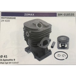 CILINDRO COMPLETO DI PISTONE E SEGMENTI BRUMAR ZOMAX MOTOSEGHE ZM 4100    Ø 41 D Spinotto 9 Pist Cpl BM 018547