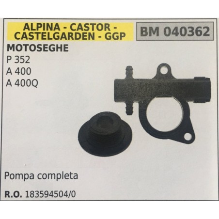 POMPA OLIO BRUMAR ALPINA  CASTOR CASTELGARDEN  GGP MOTOSEGHE P 352 A 400 A 400Q    Pompa completa