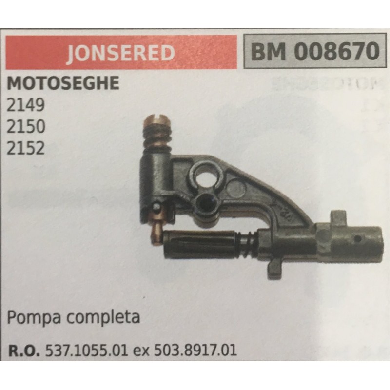 POMPA OLIO BRUMAR JONSERED MOTOSEGHE 2149 2150 2152   pompa completa