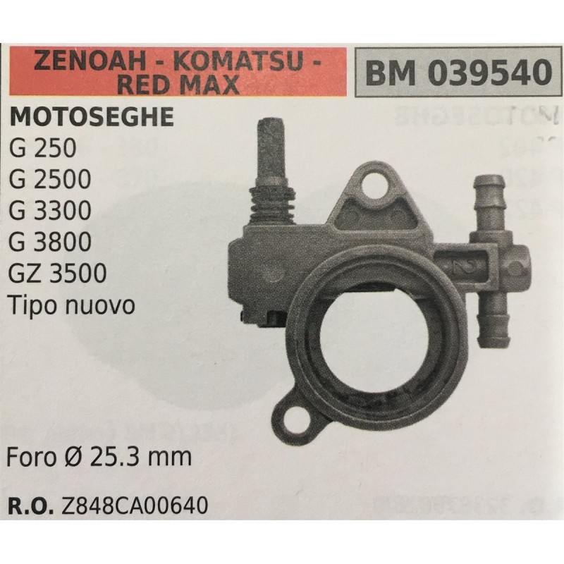 POMPA OLIO BRUMAR ZENOAH  KOMATSU  RED MAX MOTOSEGHE G 250 G 2500 G 3300 G 3800 GZ 3500 tipo nuovo   foro Ø 253 mm