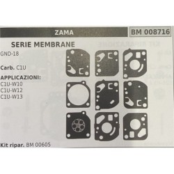 BRUMAR MEMBRANAKIT RIPARAZIONE ZAMA  SERIE MEMBRANE GND18  Carb C1U  APPLICAZIONI: C1UW10 C1UW12 C1UW13  Kit ripar BM 000605