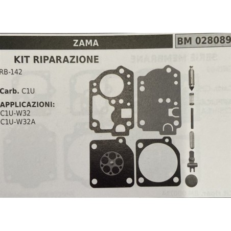 BRUMAR MEMBRANAKIT RIPARAZIONE ZAMA  KIT RIPARAZIONE RB142  Carb C1U  APPLICAZIONI: C1UW32 C1UW32A  Membrane