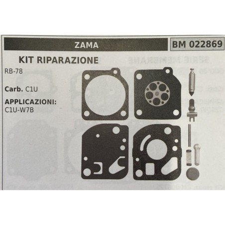 BRUMAR MEMBRANAKIT RIPARAZIONE ZAMA  KIT RIPARAZIONE RB78  Carb C1U  APPLICAZIONI: C1UW7B  Membrane