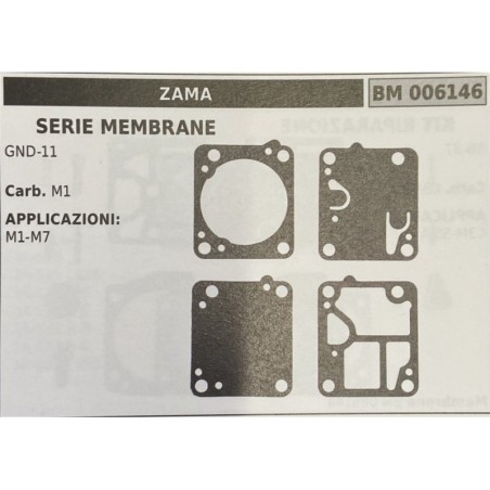 BRUMAR MEMBRANAKIT RIPARAZIONE ZAMA  SERIE MEMBRANE GND11  Carb M1  APPLICAZIONI: M1M7  Kit ripar
