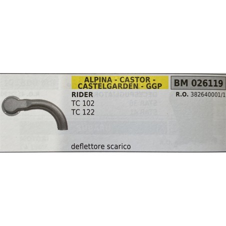 BRUMAR MARMITTA ALPINA  CASTOR  CASTELGARDEN  GGP  RIDER TC 102 TC 122  deflettore scarico RO 3826400011