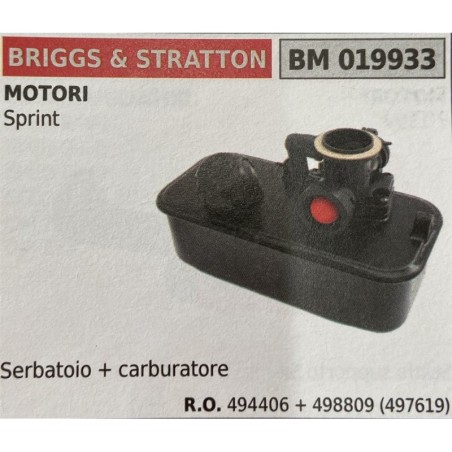 BRUMAR SERBATOIO BRIGGS & STRATTON MOTORI Sprint  Serbatoio + carburatore RO 494406 + 498809 (497619)