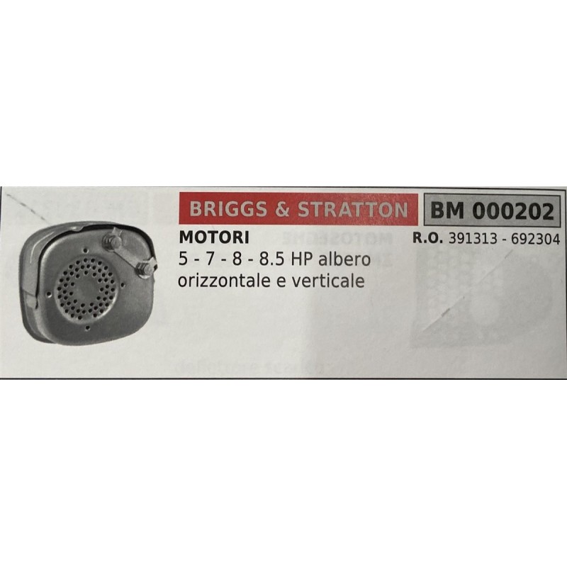 BRUMAR MARMITTA BRIGGS & STRATTON  MOTORI 5  7  8  85 HP albero orizzontale e verticale  RO 391313  692304