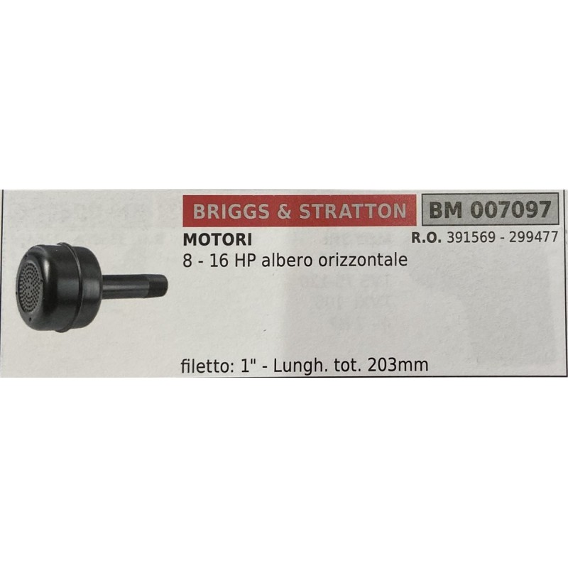 BRUMAR MARMITTA BRIGGS & STRATTON  MOTORI 8  16 HP albero orizzontale  filetto: 1""  Lungh tot 203mm RO 391569  299477