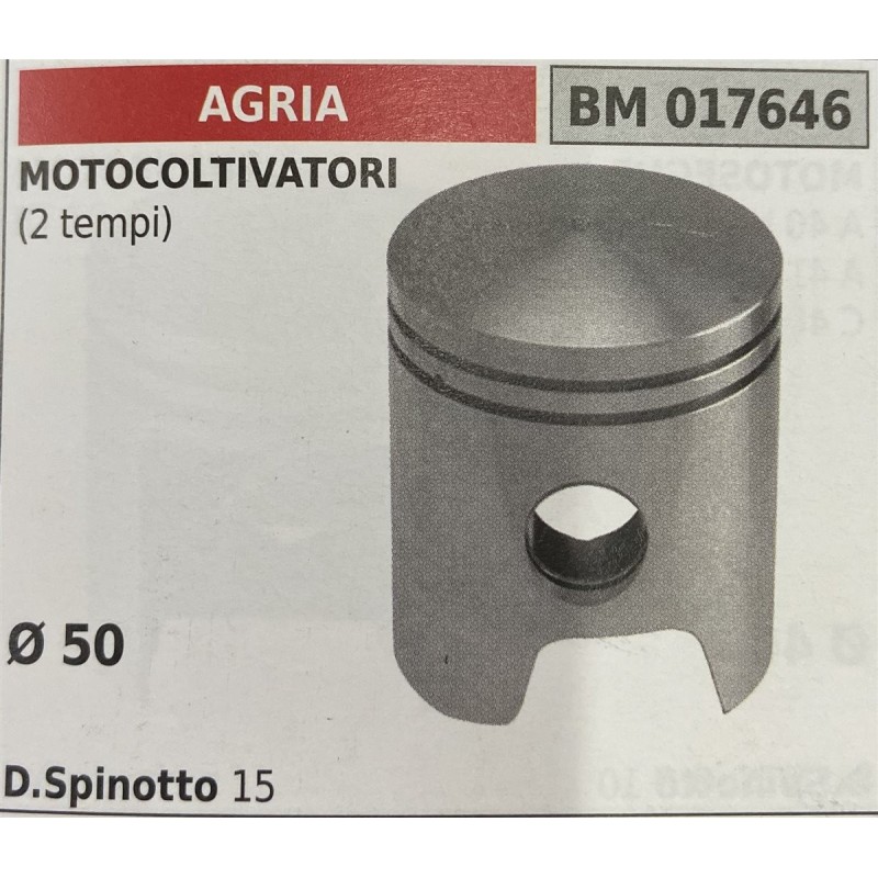 BRUMAR PISTONE COMPLETO AGRIA  MOTOCOLTIVATORI (2 tempi)  Ø 50 DSpinotto 15  RO