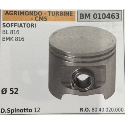 BRUMAR PISTONE COMPLETO AGRIMONDO  TURBINE  CMS  SOFFIATORI BL 816 BMK 816  Ø 52 DSpinotto 12  RO 8040020000