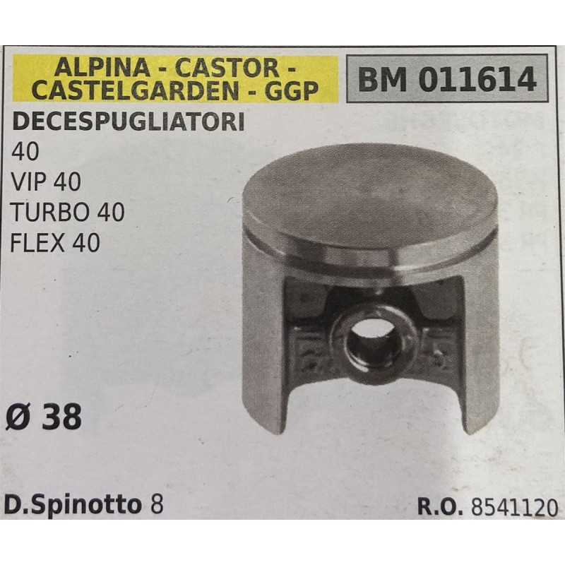 BRUMAR PISTONE COMPLETO ALPINA  CASTOR  CASTELGARDEN  GGP DECESPUGLIATORI 40 VIP 40 TURBO 40 FLEX 40  Ø 38 DSpinotto 8  RO 8541