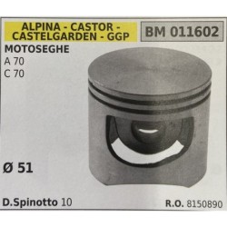 BRUMAR PISTONE COMPLETO ALPINA  CASTOR  CASTELGARDEN  GGP MOTOSEGHE A 70 C 70  Ø 51 DSpinotto 10  RO 8150890
