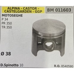 BRUMAR PISTONE COMPLETO ALPINA  CASTOR  CASTELGARDEN  GGP MOTOSEGHE P 34 PR 350 TR 350  Ø 38 DSpinotto 10  RO 8540590