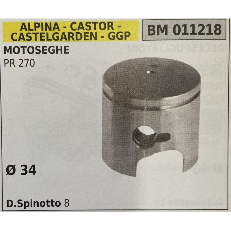 BRUMAR PISTONE COMPLETO ALPINA  CASTOR  CASTELGARDEN  GGP MOTOSEGHE PR 270  Ø 34 DSpinotto 8  RO