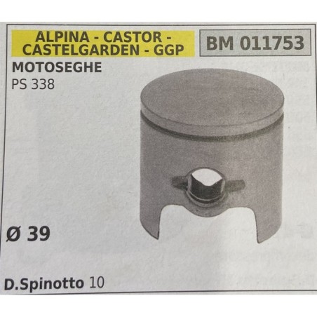 BRUMAR PISTONE COMPLETO ALPINA  CASTOR  CASTELGARDEN  GGP MOTOSEGHE PS 338  Ø 39 DSpinotto 10  RO