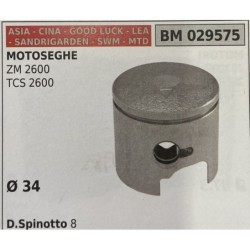 BRUMAR PISTONE COMPLETO ASIA  CINA  GOOD LUCK  LEA  SANDRIGARDEN  SWM  MTD MOTOSEGHE ZM 2600 TCS 2600  Ø 34 DSpinotto 8  RO