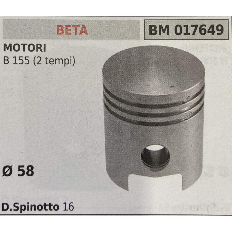 BRUMAR PISTONE COMPLETO BETA MOTORI B 155 (2 tempi)  Ø 58 DSpinotto 16  RO