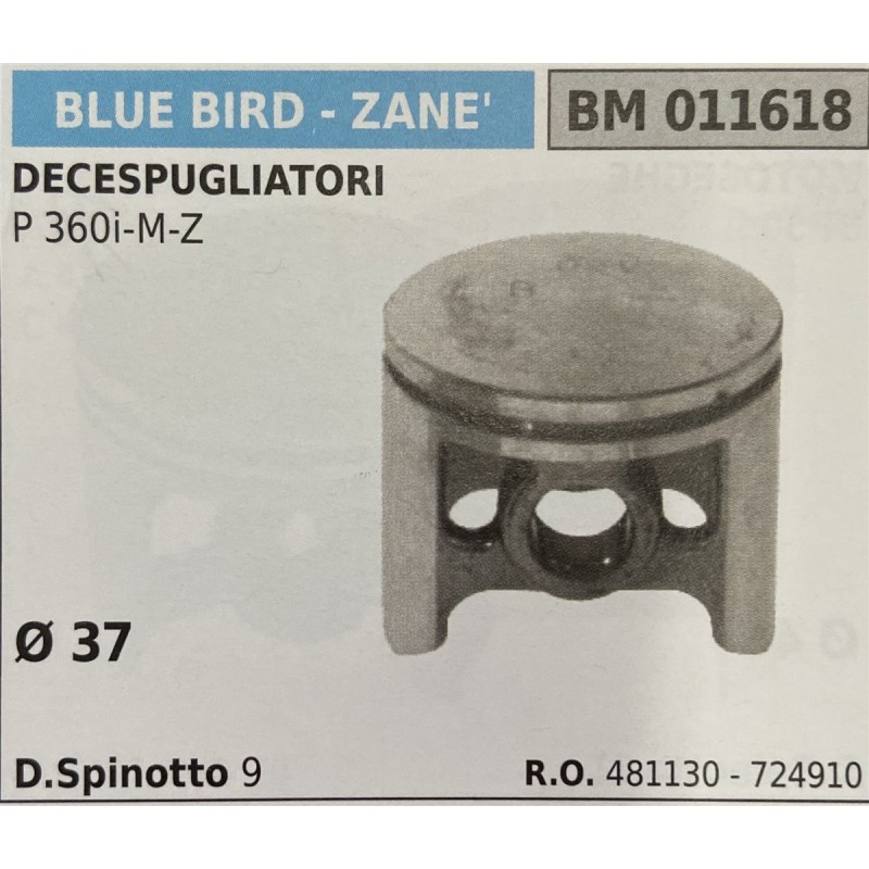 BRUMAR PISTONE COMPLETO BLUE BIRD  ZANE' DECESPUGLIATORI P 360iMZ  Ø 37 DSpinotto 9  RO 481130  724910