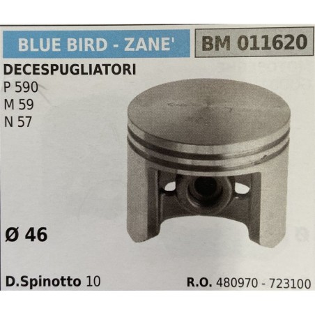 BRUMAR PISTONE COMPLETO BLUE BIRD  ZANE' DECESPUGLIATORI P 590 M 59 N 57  Ø 46 DSpinotto 10  RO 480970  723100