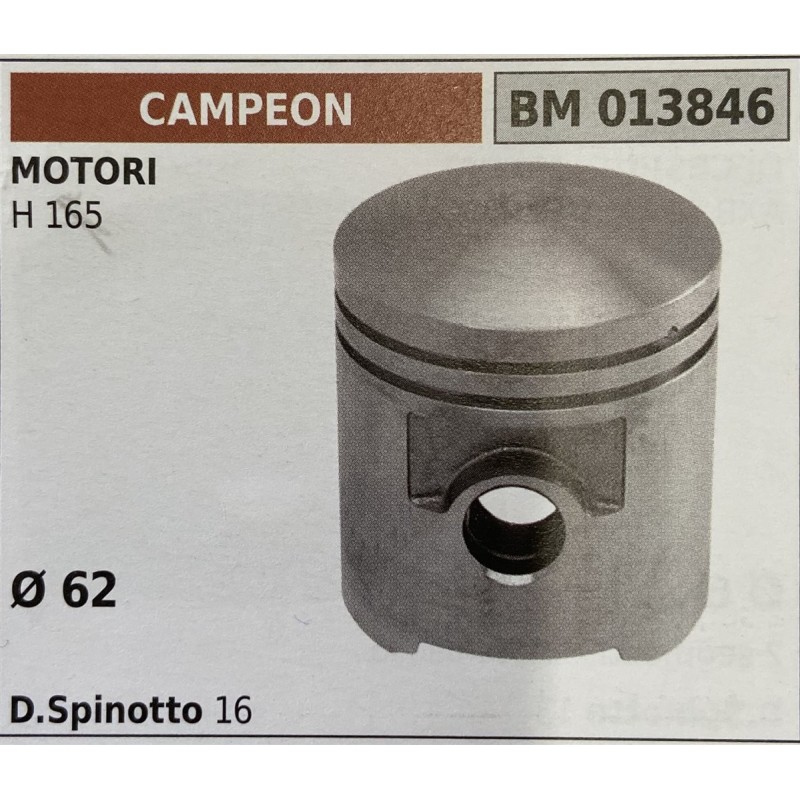 BRUMAR PISTONE COMPLETO CAMPEON MOTORI H 165  Ø 62 DSpinotto 14  RO