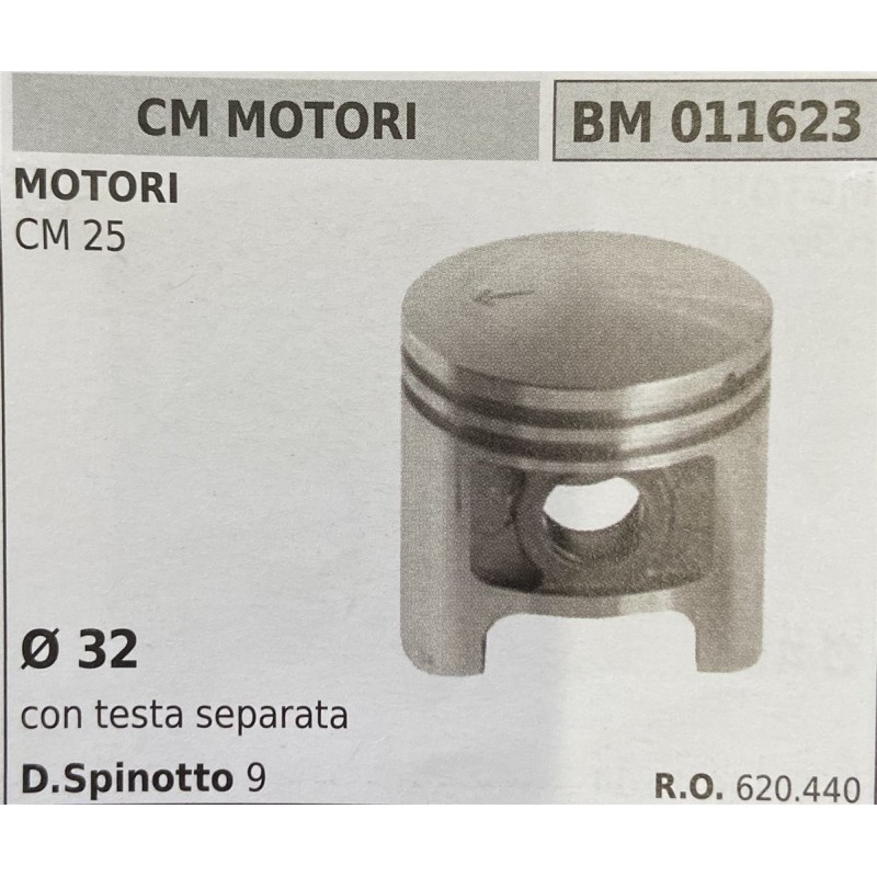 BRUMAR PISTONE COMPLETO CM MOTORI MOTORI CM 25  Ø 32 con testa separata DSpinotto 9  RO 620440
