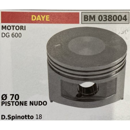 BRUMAR PISTONE COMPLETO DAYE MOTORI DG 600  Ø 70 PISTONE NUDO DSpinotto 18  RO