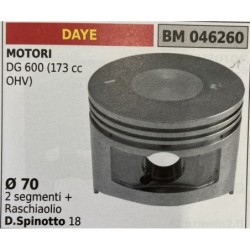 BRUMAR PISTONE COMPLETO DAYE MOTORI DG 600 (173 cc OHV)  Ø 70 2 segmenti + raschiaolio DSpinotto 18  RO