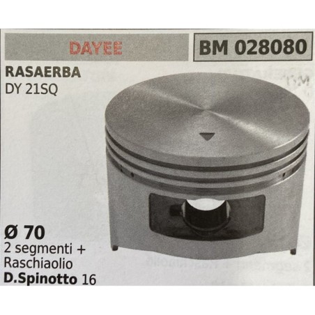 BRUMAR PISTONE COMPLETO DAYEE RASAERBA DY 21SQ  Ø 70 2 segmenti + raschiaolio DSpinotto 16  RO
