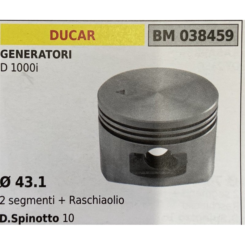 BRUMAR PISTONE COMPLETO DUCAR GENERATORI D 1000i  Ø 431 2 Segmenti + raschiaolio DSpinotto 10  RO