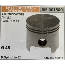 BRUMAR PISTONE COMPLETO EMAK  OLEO MAC  DYNAMAC  EFCO ATOMIZZATORI AM 180 SABART M 18  Ø 48 DSpinotto 12  RO 365200110
