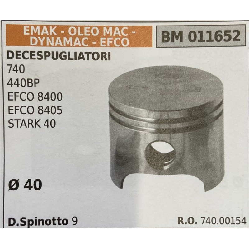 BRUMAR PISTONE COMPLETO EMAK  OLEO MAC  DYNAMAC  EFCO DECESPUGLIATORI 740 440BP EFCO 8400 EFCO 8405 STARK 40  Ø 40 DSpinotto 9