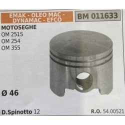 BRUMAR PISTONE COMPLETO EMAK  OLEO MAC  DYNAMAC  EFCO MOTOSEGHE OM 251S OM 254 OM 355  Ø 46 DSpinotto 12  RO 5400521