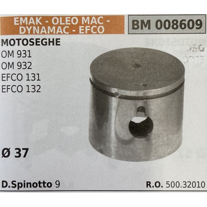 BRUMAR PISTONE COMPLETO EMAK  OLEO MAC  DYNAMAC  EFCO MOTOSEGHE OM 931 OM 932 EFCO 131 EFCO 132  Ø 37 DSpinotto 9  RO 50032010